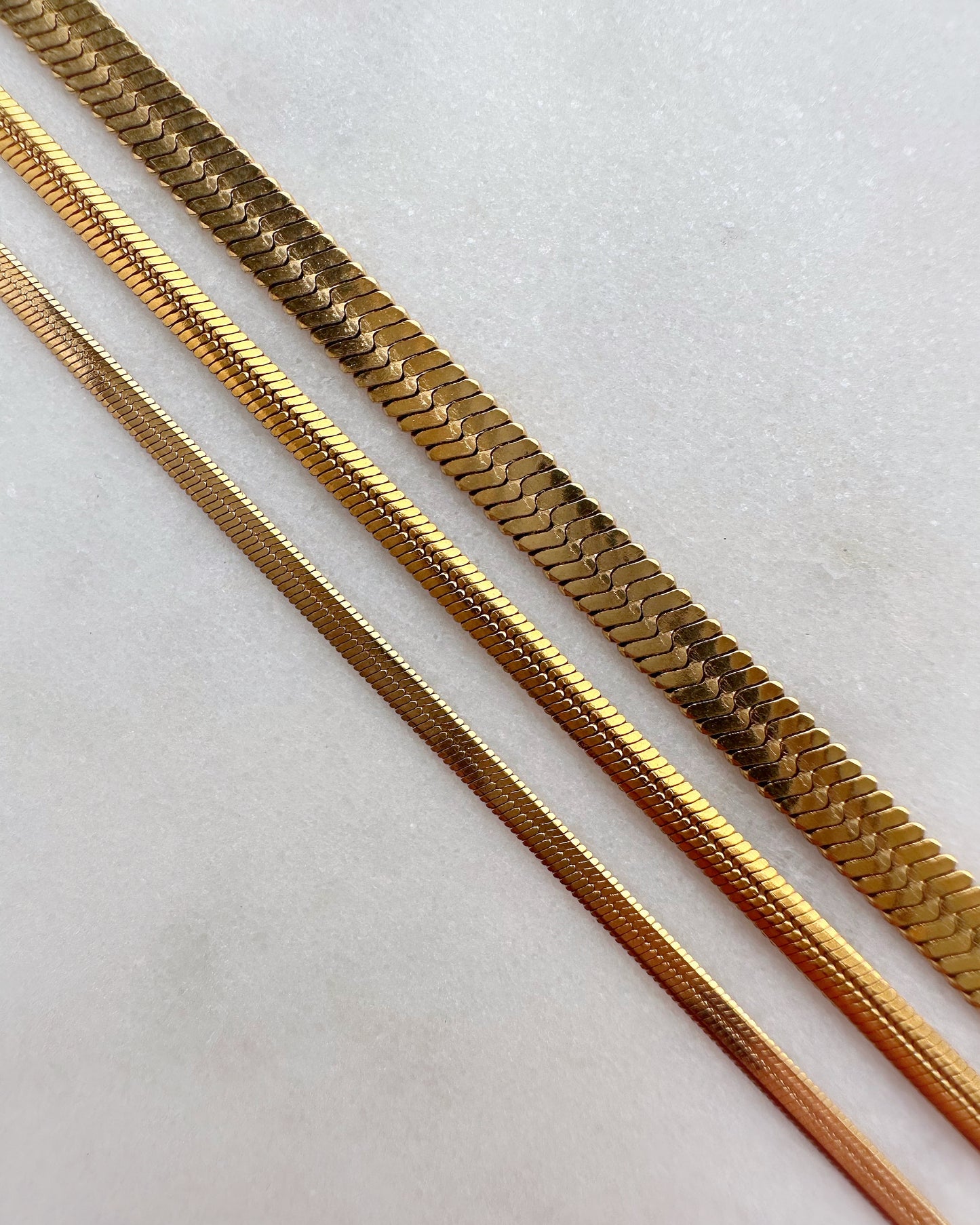 Stainless Steel Flat Snake Chain Necklace