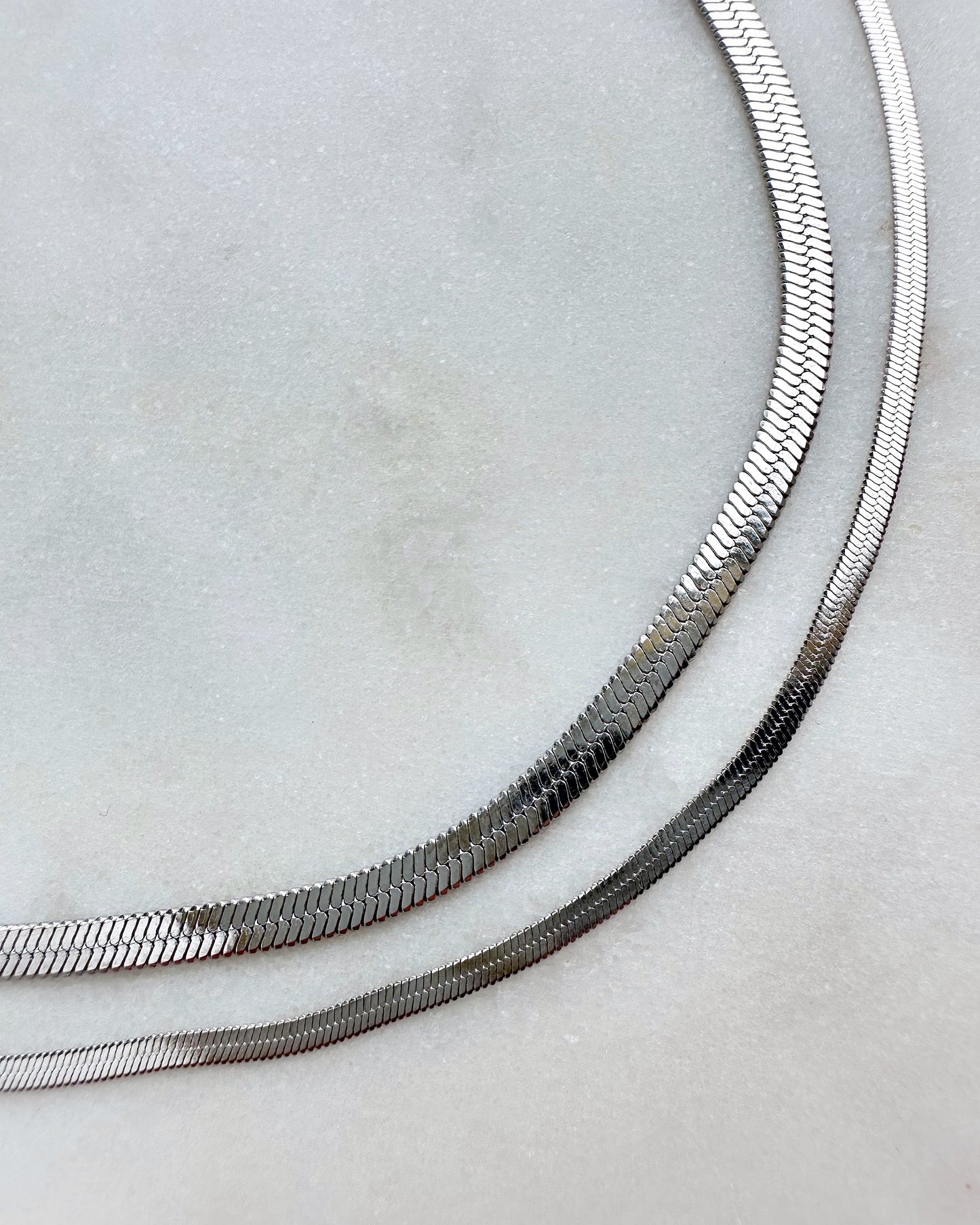 Stainless Steel Flat Snake Chain Necklace