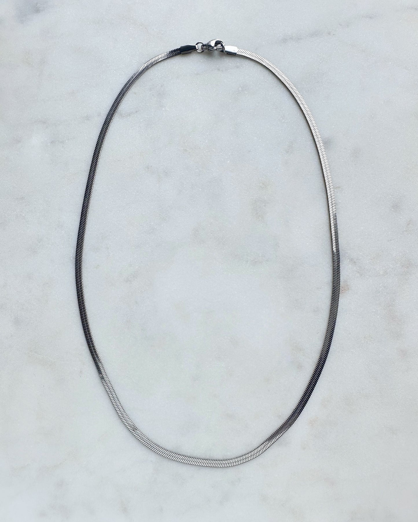 Stainless Steel Flat Snake Chain Necklace