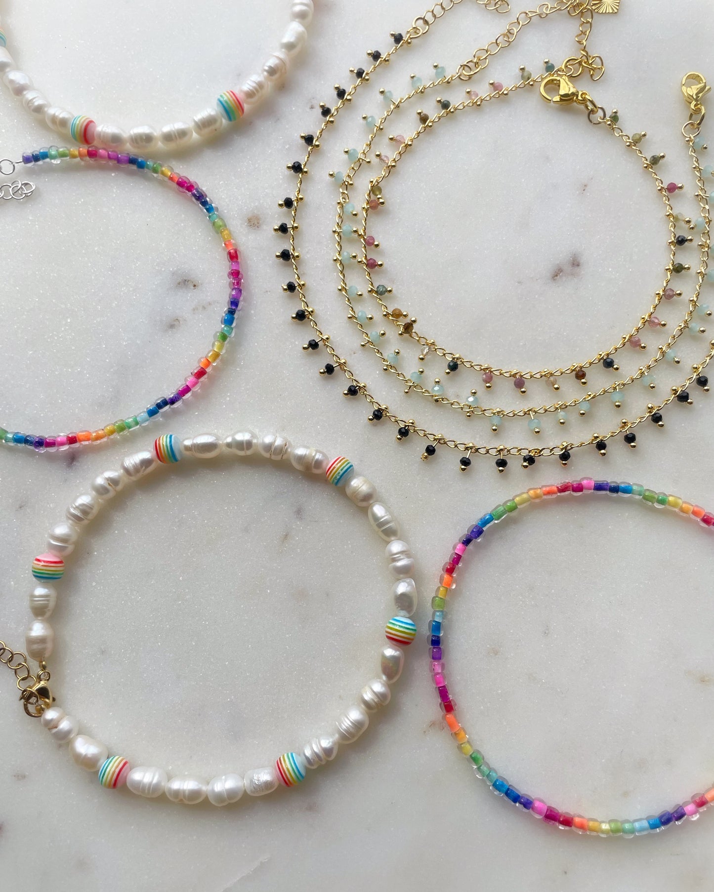 Rainbow Bubble Pearl anklet