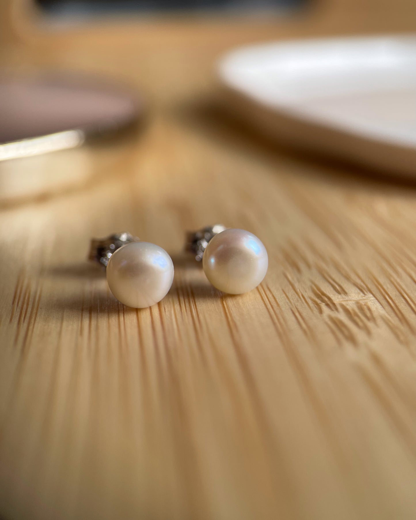Pearl stud earrings