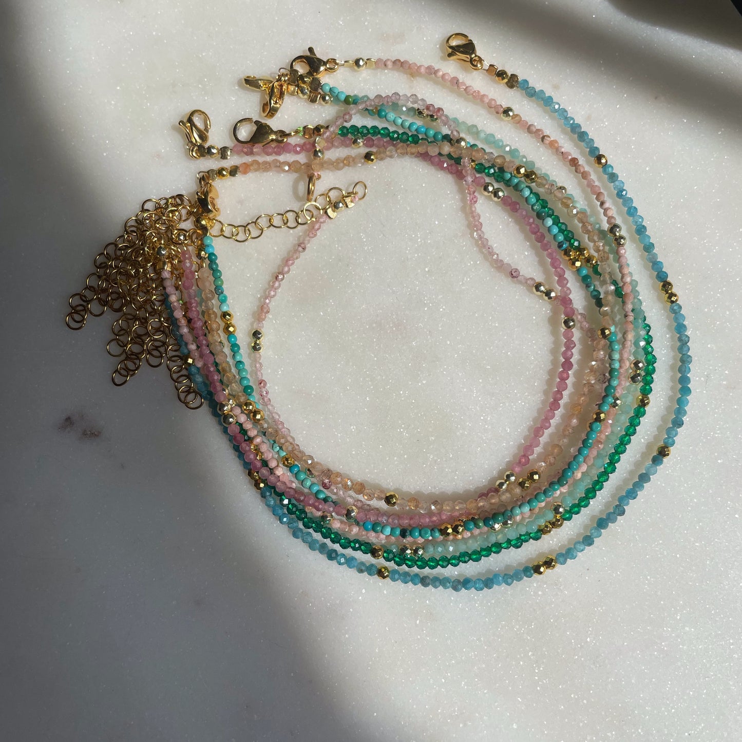 Seed beads crystal anklet