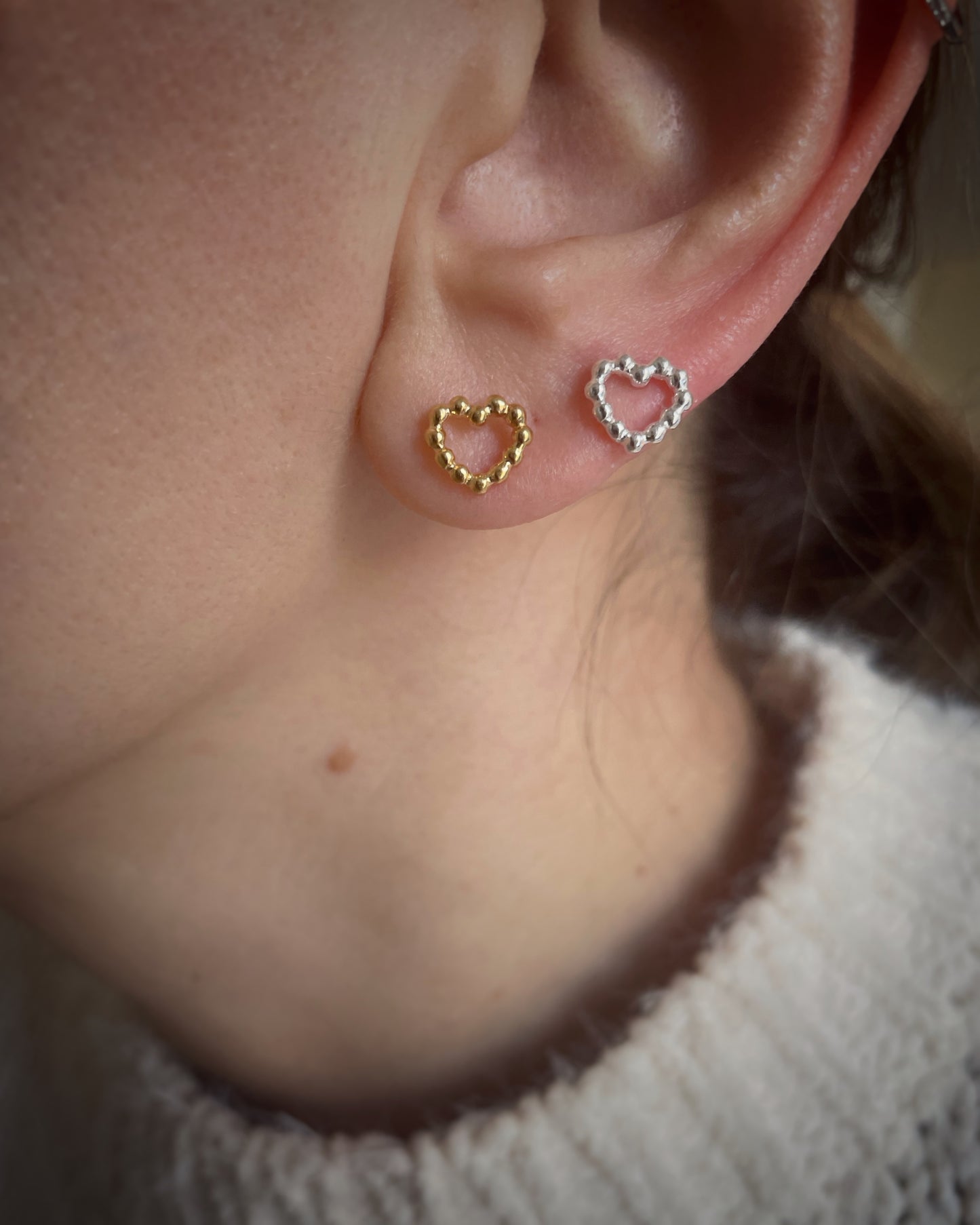 Bubble Heart stud earrings