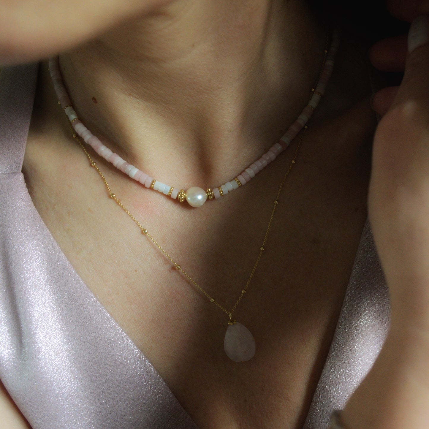 Rose Quartz Drop on chain