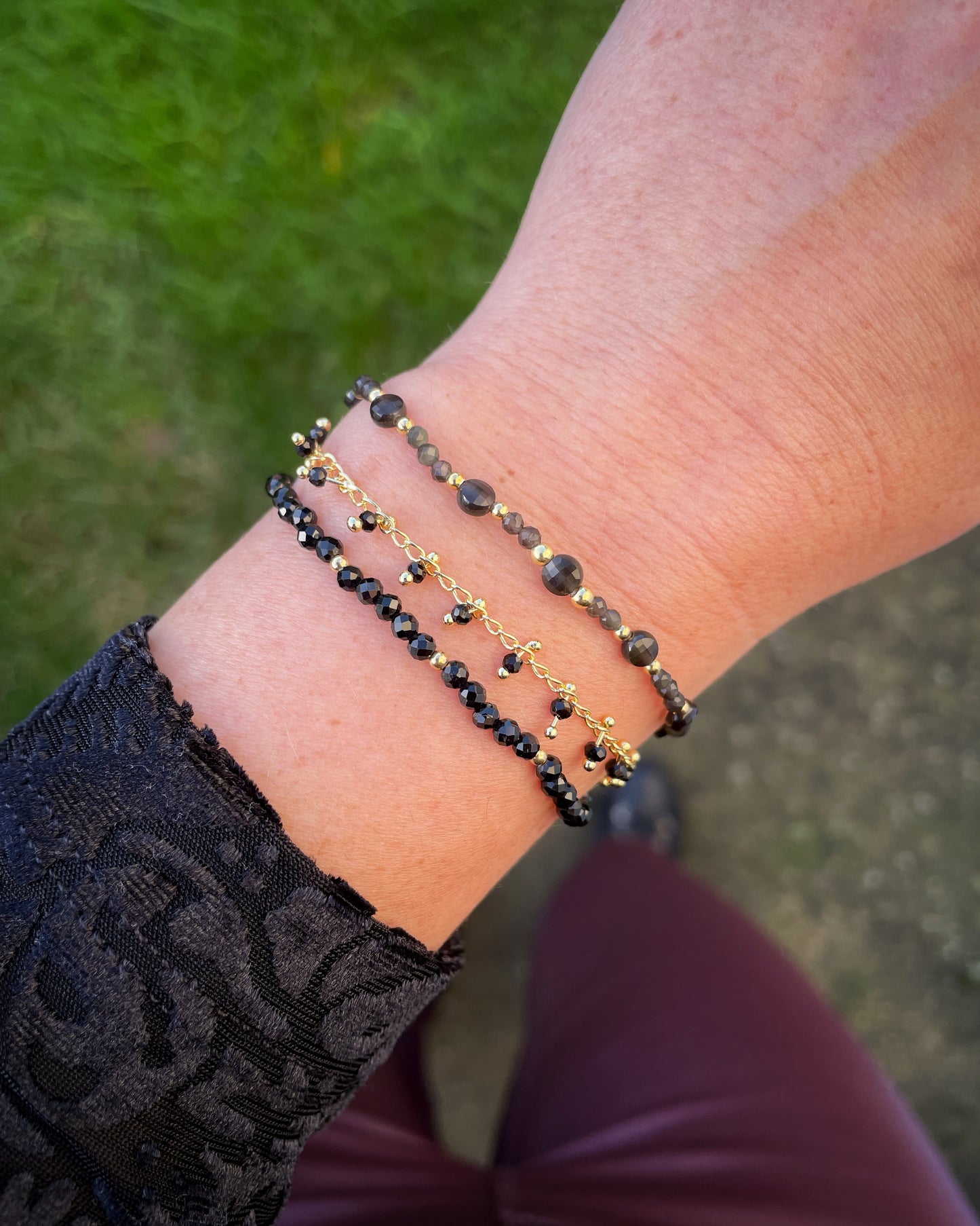 Black Obsidian Coins bracelet