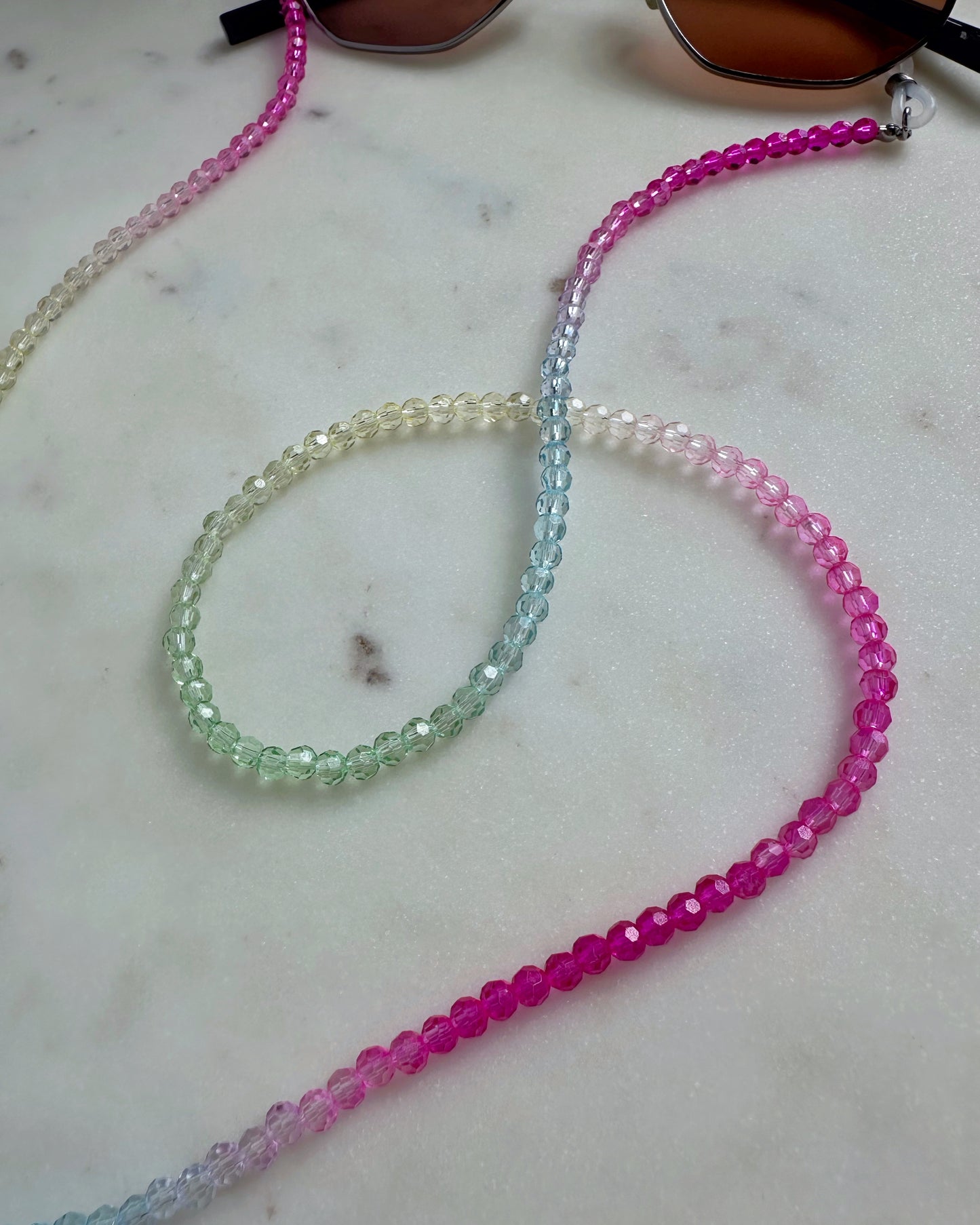 Shimmering rainbow glass chain