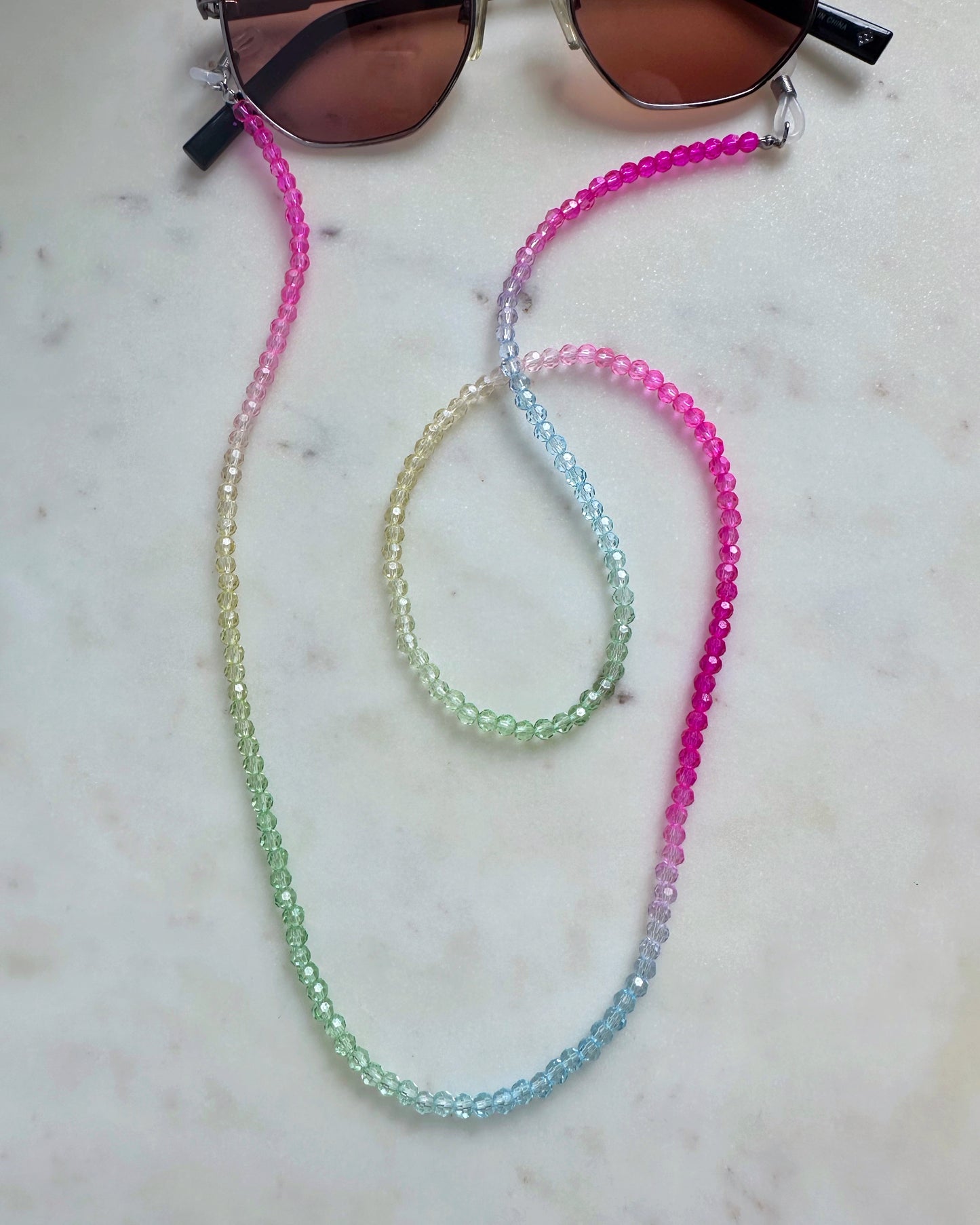 Shimmering rainbow glass chain