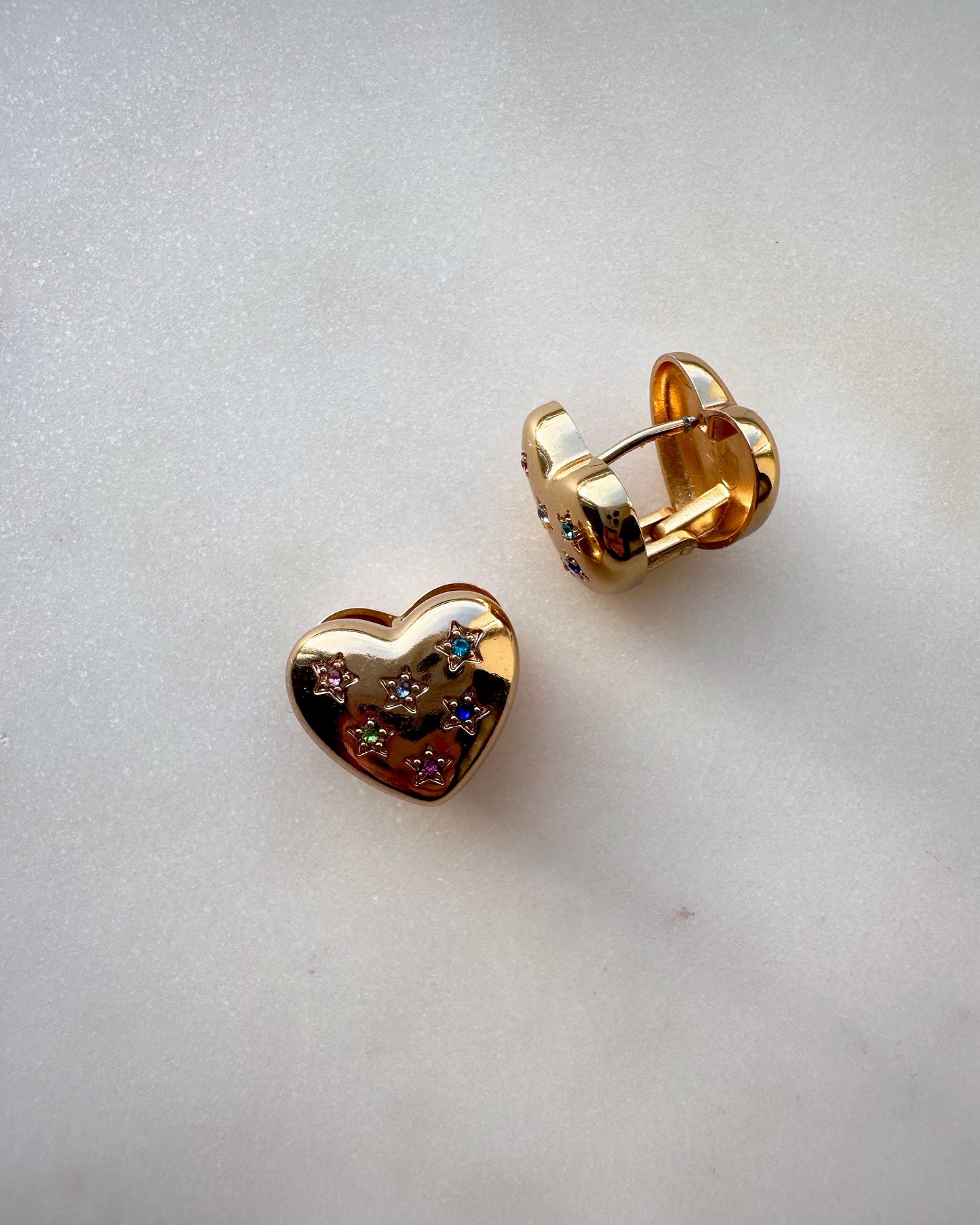 Heart hoop earrings with cubic zirconia