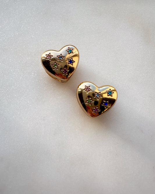 Heart hoop earrings with cubic zirconia