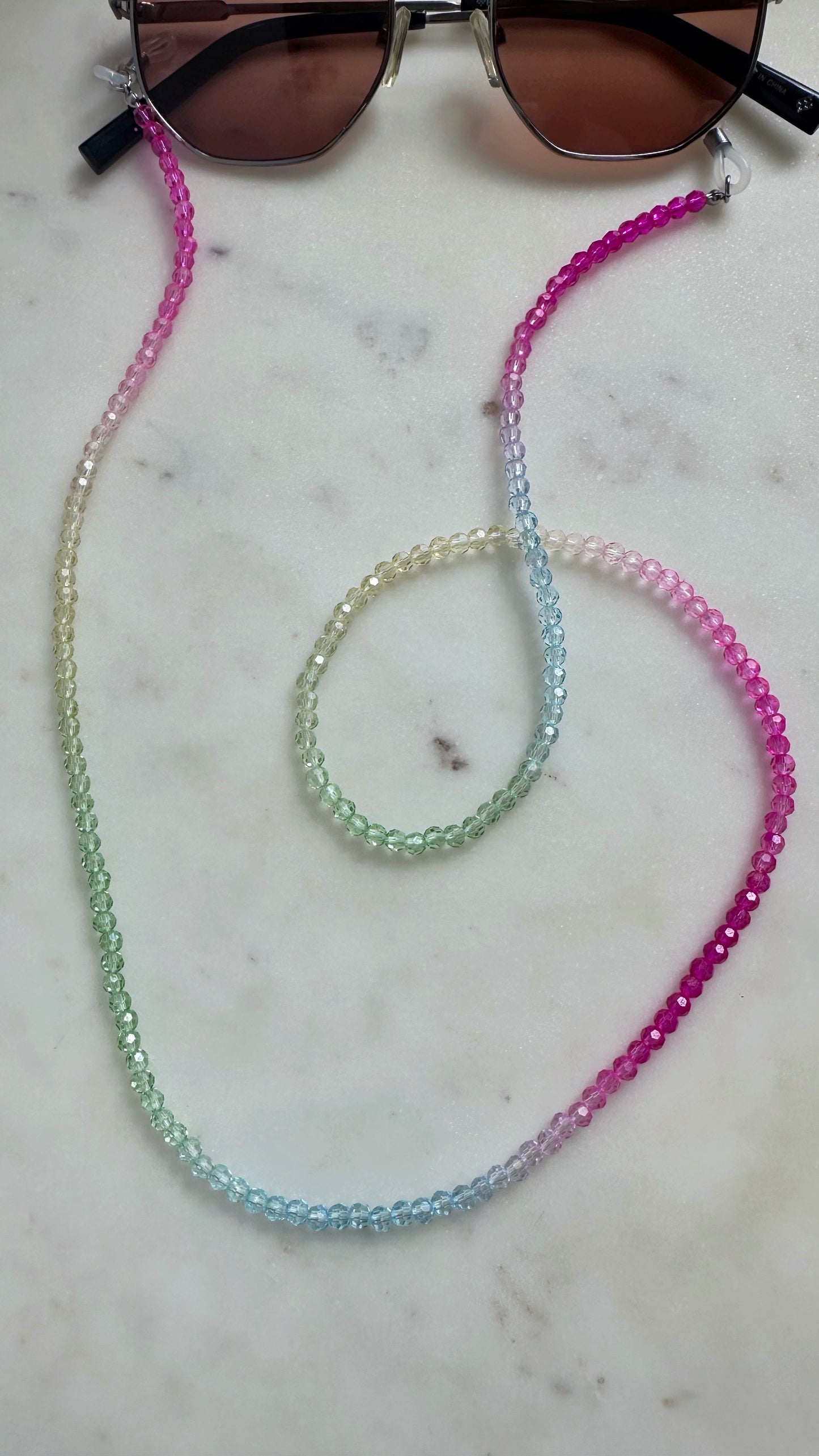 Shimmering rainbow glass chain