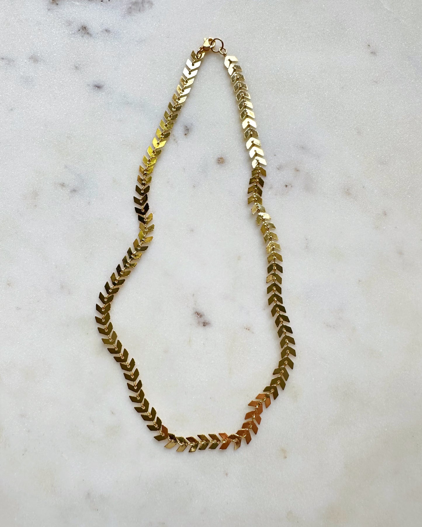 Gold Fishbone chain necklace