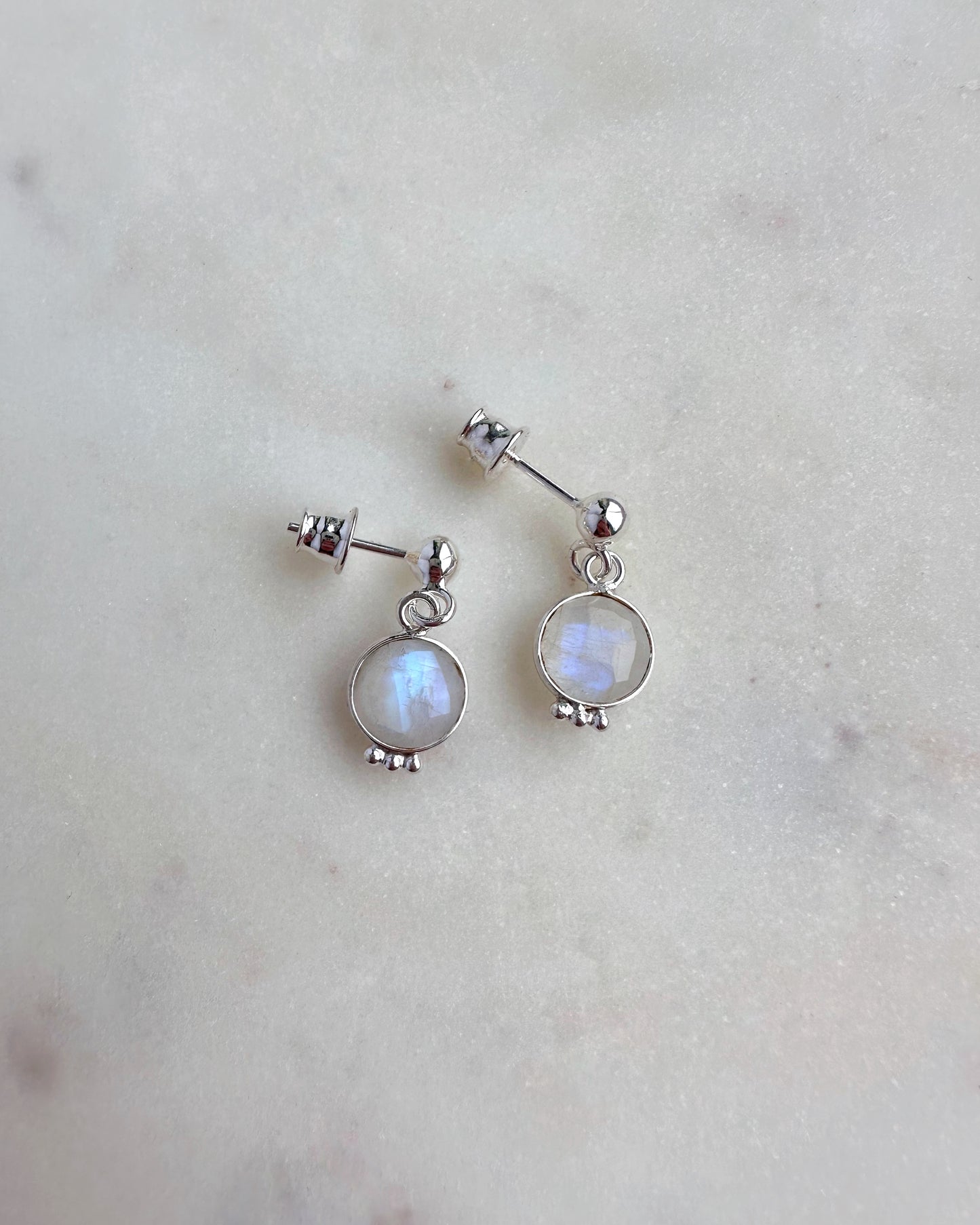 Silver Rainbow Moonstone earrings