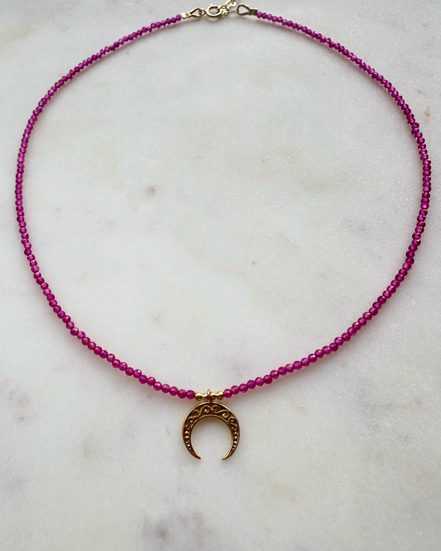 Horned Moon necklace with Ruby