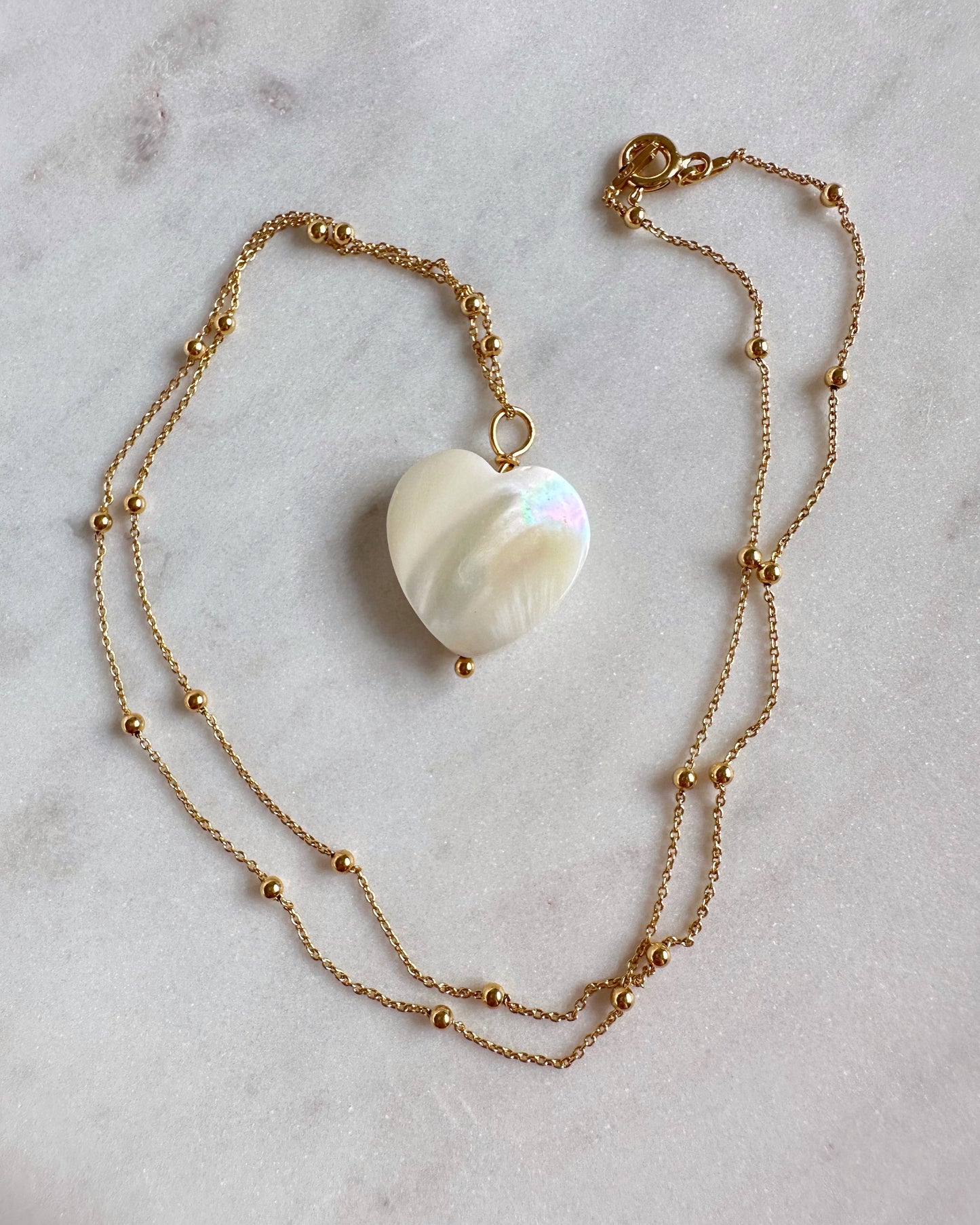 Mother of Pearl Heart on chain