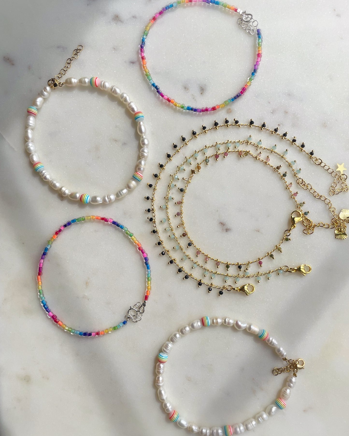 Rainbow Bubble Pearl anklet
