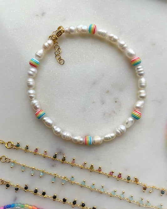Rainbow Bubble Pearl anklet