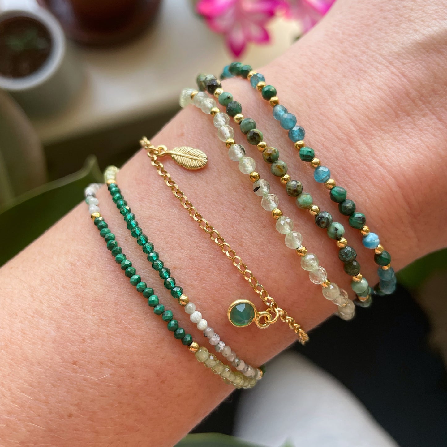 Green Mix double wrapped bracelet