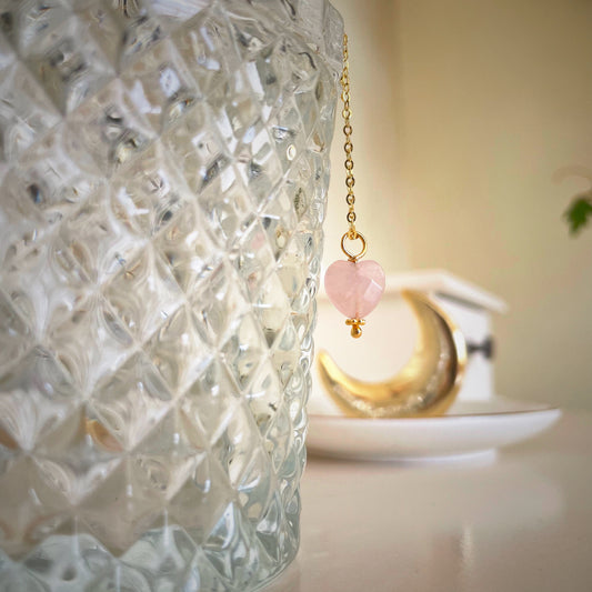 Mini Rose Quartz heart on chain