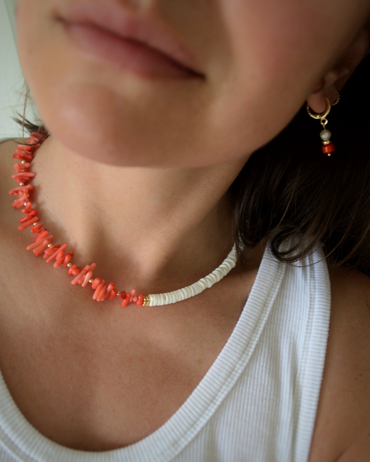 Coral & Pearl earrings