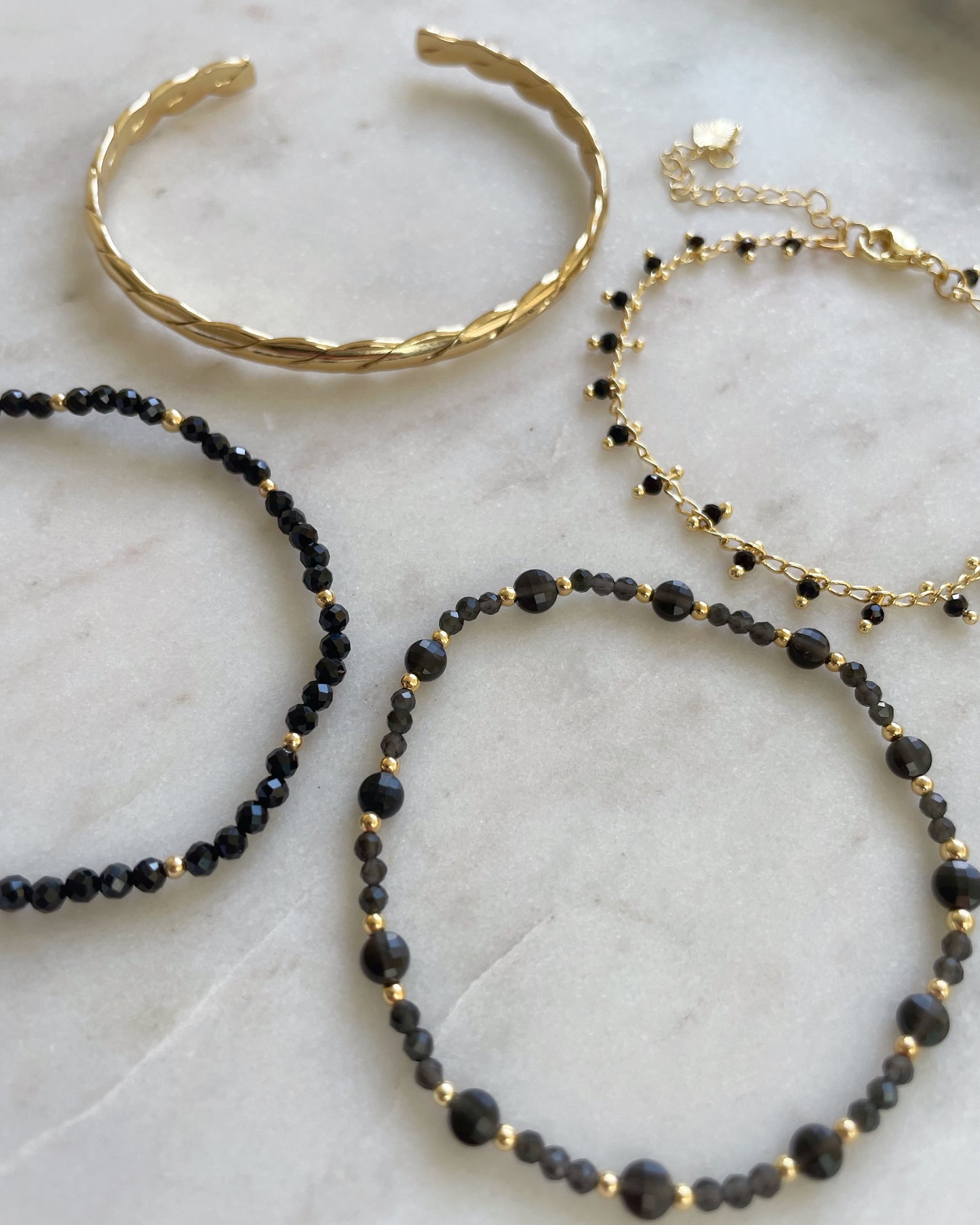 Black Obsidian Coins bracelet
