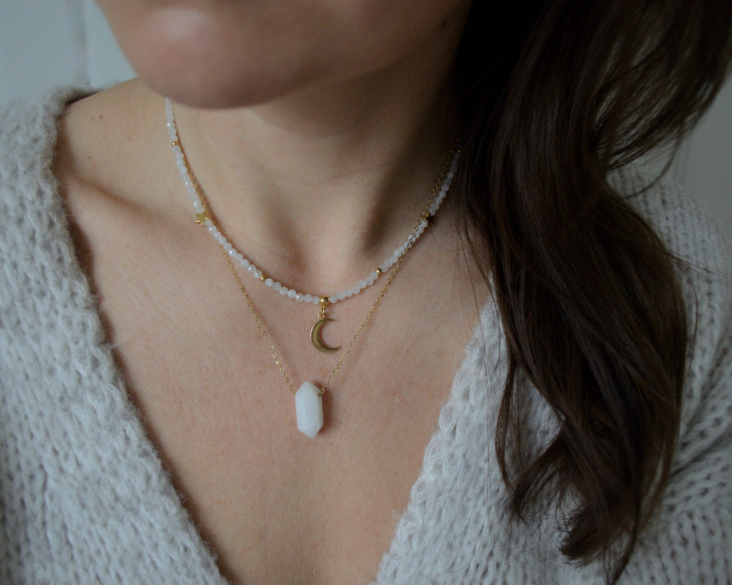 Moonstone choker necklace
