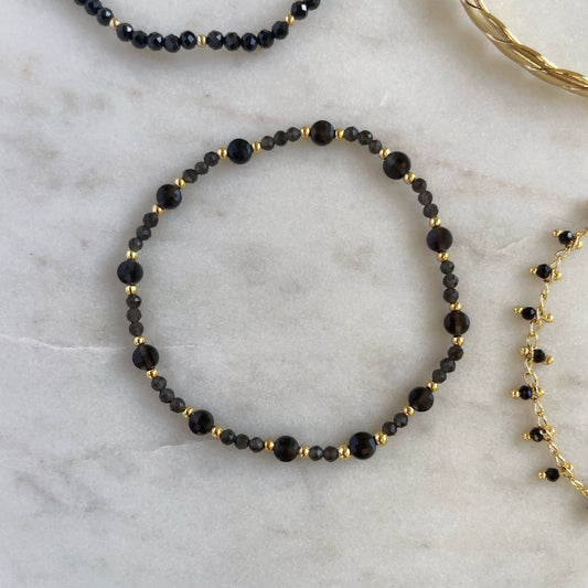 Black Obsidian Coins bracelet