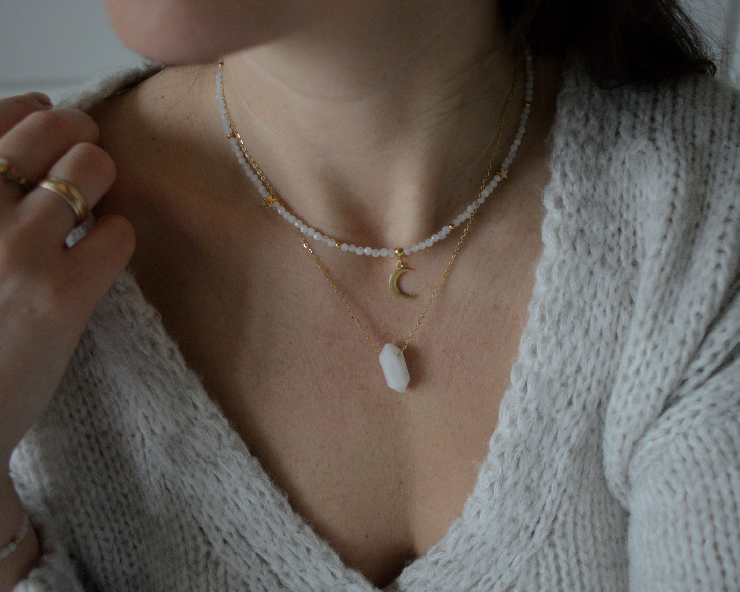 Moonstone choker necklace