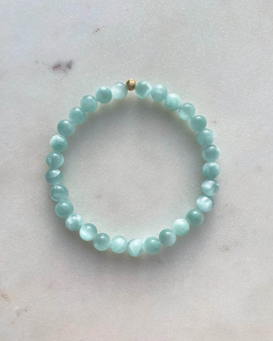 Full Moon - Aqua Obsidian bracelet for calmness and communication