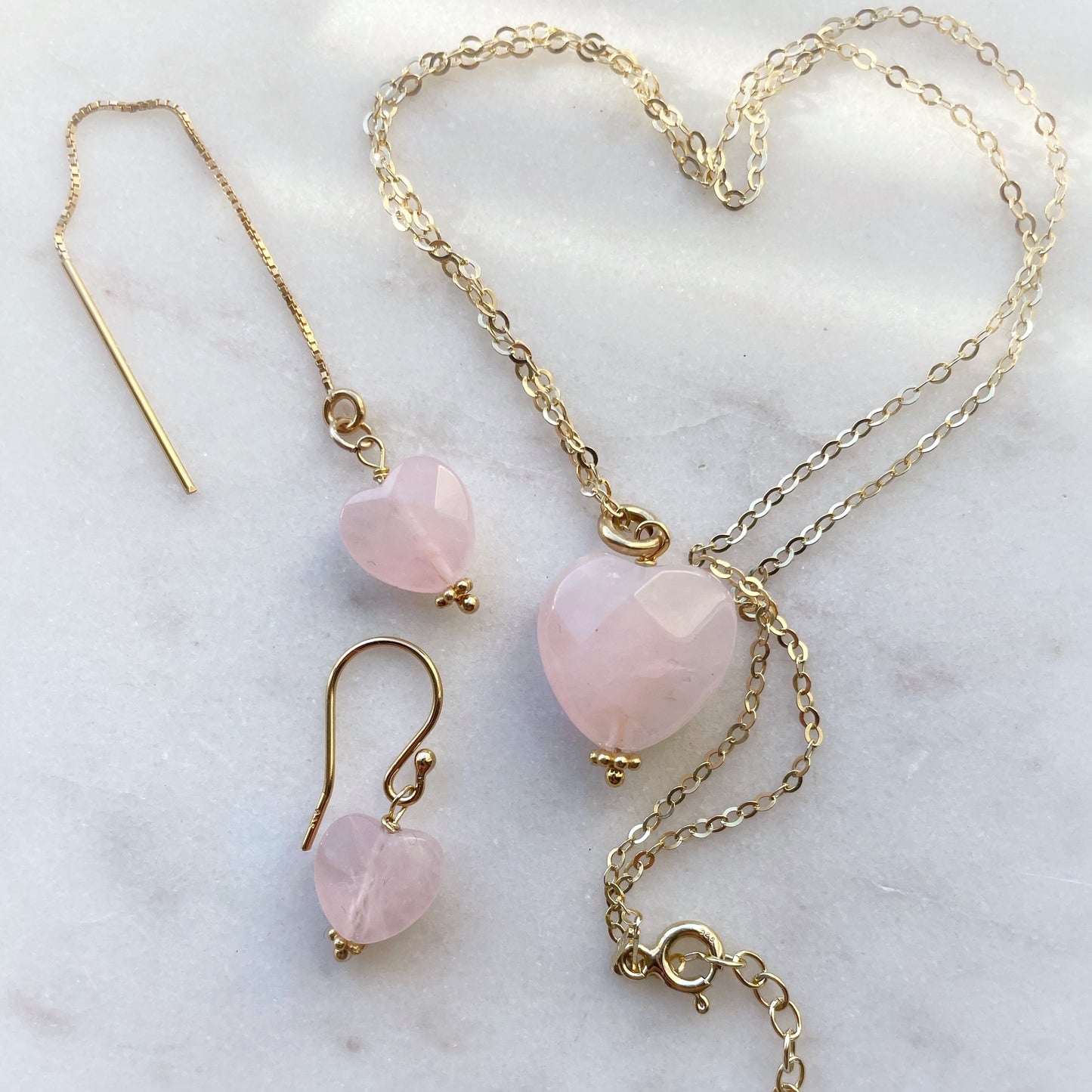 Rose Quartz heart on chain