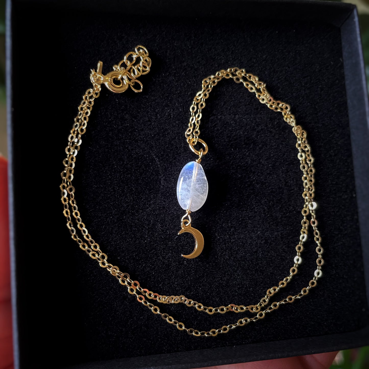 Moonstone with Moon charm