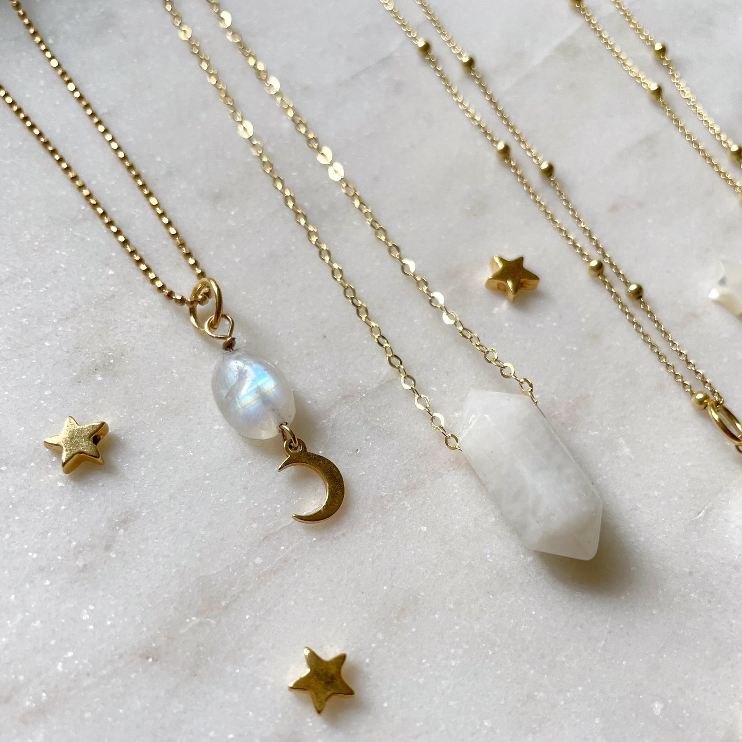 Moonstone with Moon charm