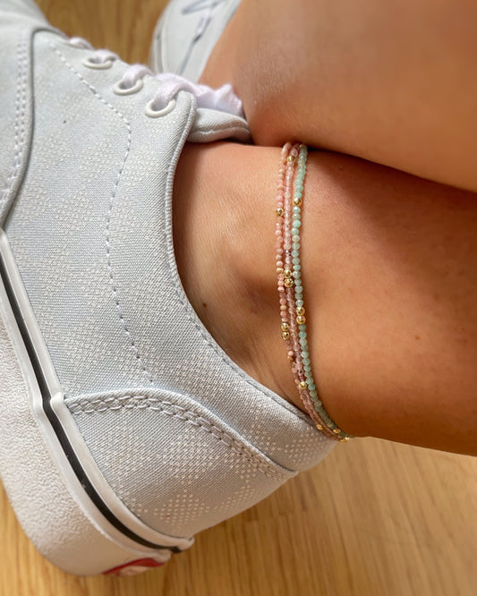 Seed beads crystal anklet