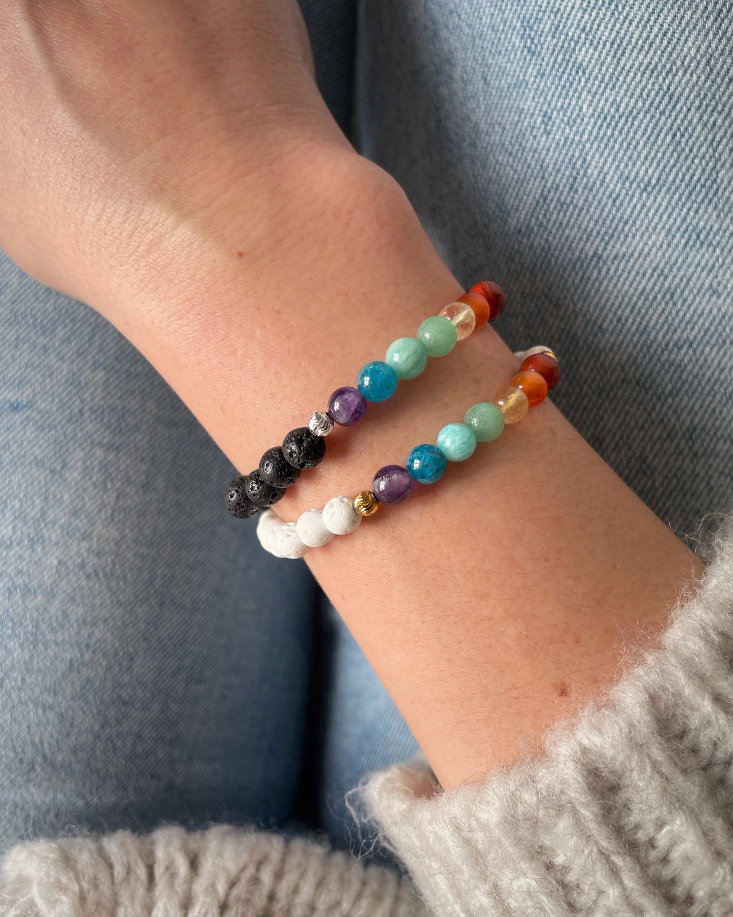 7 Chakras Diffuser Bracelet with Lava Stones