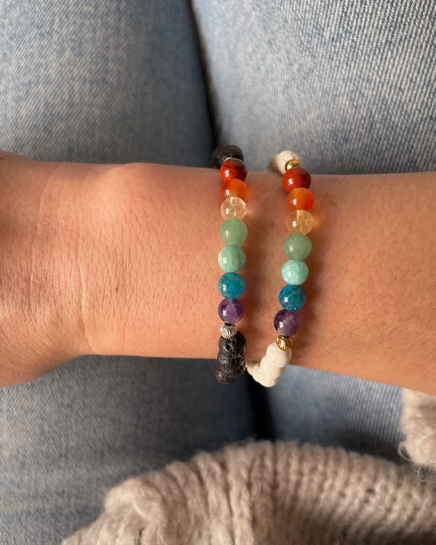 7 Chakras Diffuser Bracelet with Lava Stones